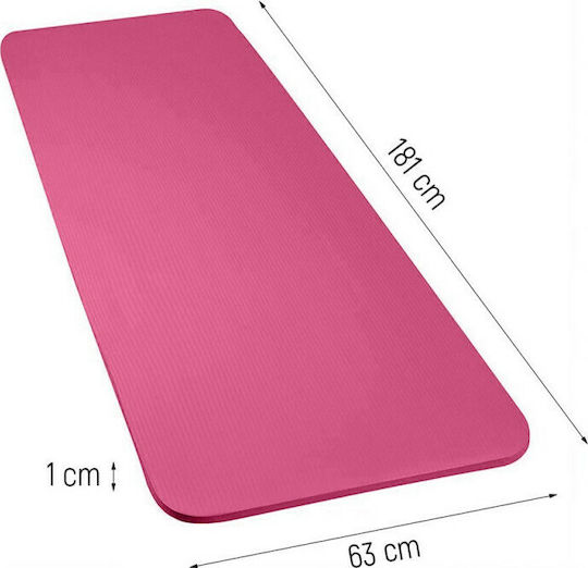Wozinsky Στρώμα Γυμναστικής Yoga WNSP-PINK με Ιμάντα Μεταφοράς (181x61x1cm)