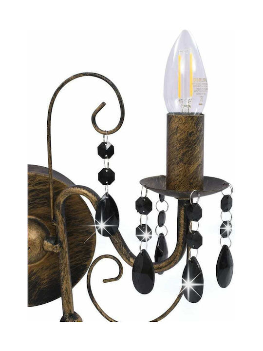 vidaXL Vintage Lamp Wall with Socket E14 Black 29x29cm