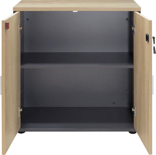 Cabinet De Birou Lotus Din Lemn Cu Încuietoare Nuanță De Lemn / Antracit 80x40x80cm