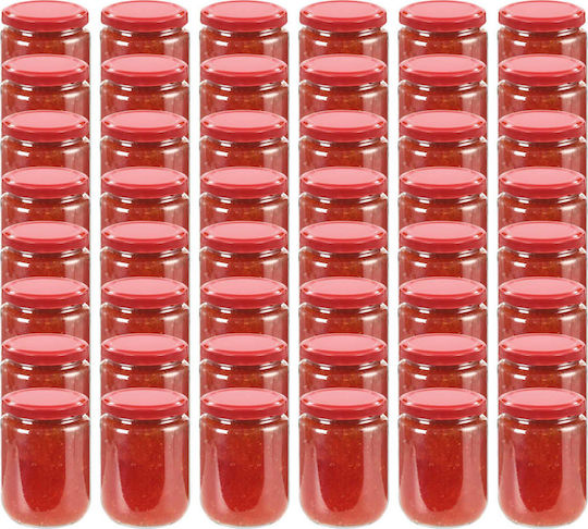 vidaXL Gefäß Glas mit rotem Deckel mit Deckel 230ml (48Stück)