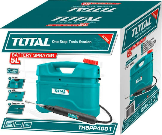 Total Ψεκαστήρας Προπιέσεως 3.7V με Μπαταρία 2.5Ah με Χωρητικότητα 5lt 1.5bar