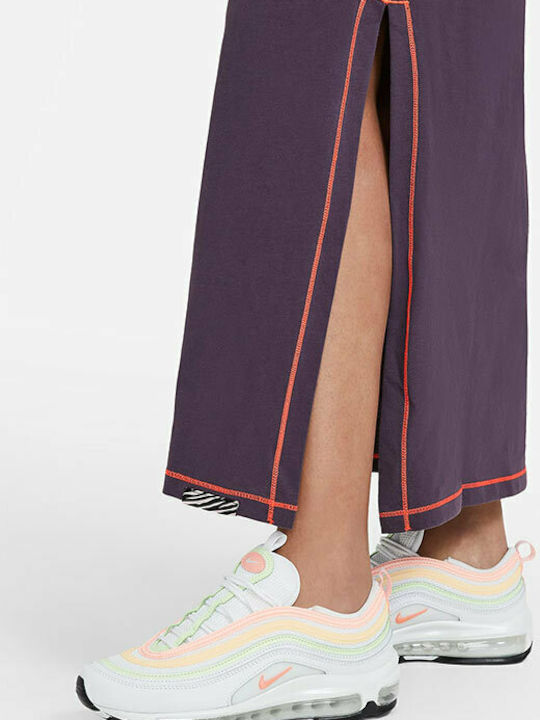 Sportswear Icon Clash Rochie Maxi Sport De Vară Pentru Femei Mâneca Scurtă Dark Raisin