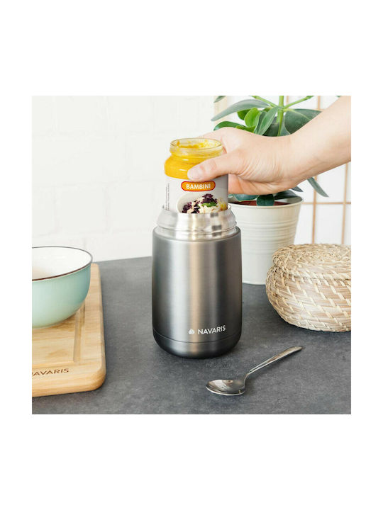 Navaris Lunchbox Isolierte Lunchbox Inox Gray 650ml 1Stück