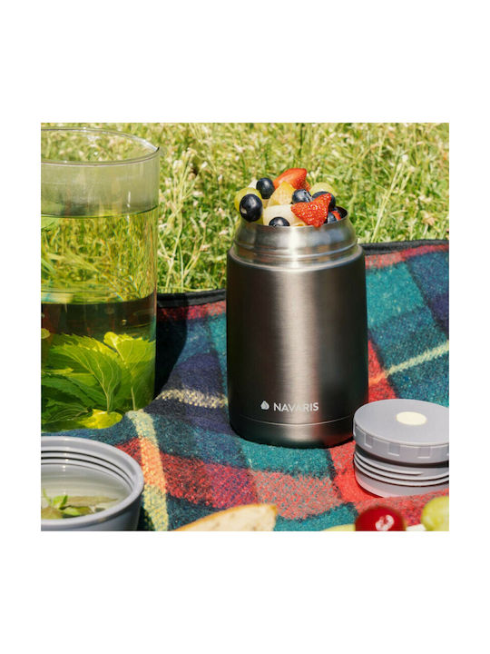 Navaris Lunchbox Isolierte Lunchbox Inox Gray 650ml 1Stück