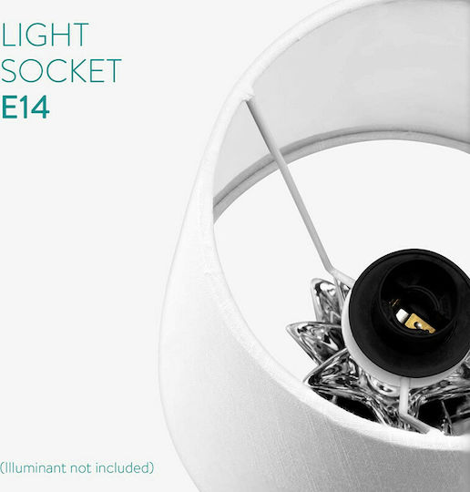 Navaris Metall Tischlampe mit Weiß Schirm und Silber Basis