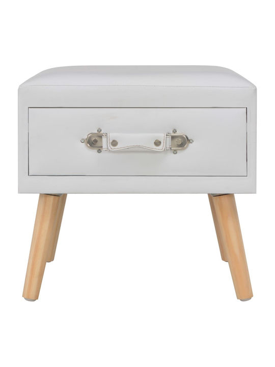 Noptiere cu Piele Ecologică Albe 2buc 40x35x40cm