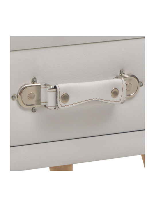 Noptiere cu Piele Ecologică Albe 2buc 40x35x40cm