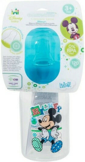 Lulabi Plastic Baby Bottle Anti-Colic with Silicone Nipple for 3+ months Blue Mickey - Blue 120ml