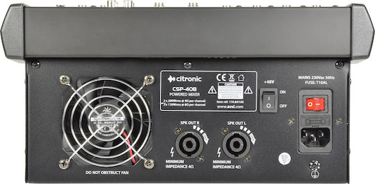 Citronic CSP-408 170.841UK Active Analog Console 4 Channels with Phantom Power & 4 XLR Inputs