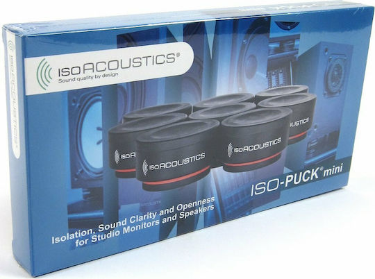IsoAcoustics ISO-Puck Mini Shock Absorbing Mats 44mm Set of 8 Pieces Black