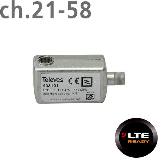 Televes MR (Medium Rejection) LTE/4G 470-774 MHz Filtru Accesorii Satelit 403101