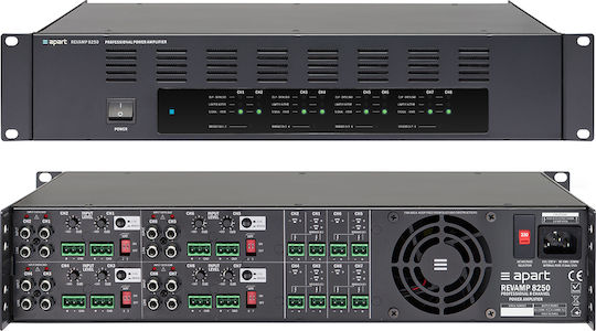 Apart Audio REVAMP8250 Leistungsverstärker Kommerzieller Verstärker 8 Kanäle 250W/100V in Schwarz Farbe