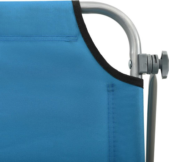 vidaXL Foldable Steel Beach Sunbed Light Blue with Shader 188x5x27cm