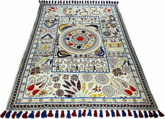 Synchronia Flower Dance Handmade Rug Rectangular Bumbac cu franjuri Multicolor