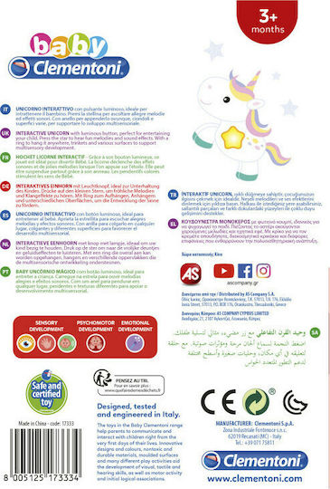 Baby Clementoni Pendant Toy for Car with Music Electronic Unicorn for 3++ Months 1000-17333
