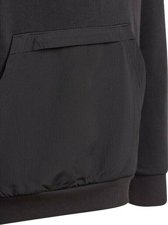 Fleece Παιδικό Φούτερ με Κουκούλα και Τσέπες Μαύρο Badge of Sport
