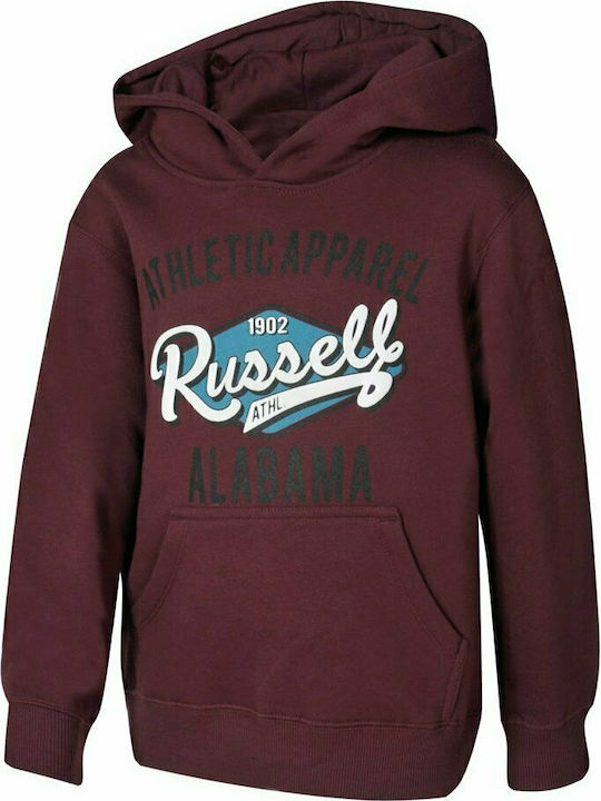 Russell Athletic Kinder Sweatshirt mit Kapuze und Taschen Burgundisch