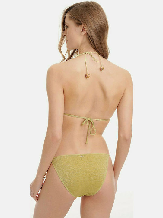 SugarFree Bikini Slip με Κορδονάκια Χρυσό