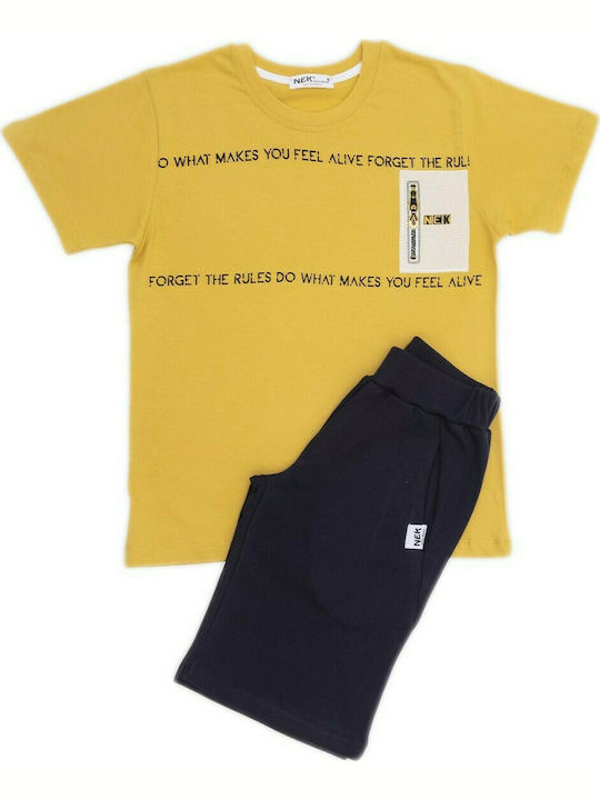 Nek Kids Wear Kids Set with Shorts Summer 2pcs Yellow