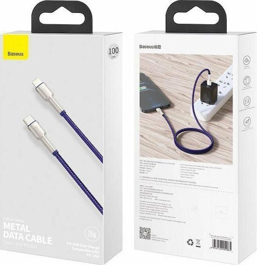 Baseus Cafule Metal Braided USB-C to Lightning Cable 20W Purple 2m (CATLJK-B05)