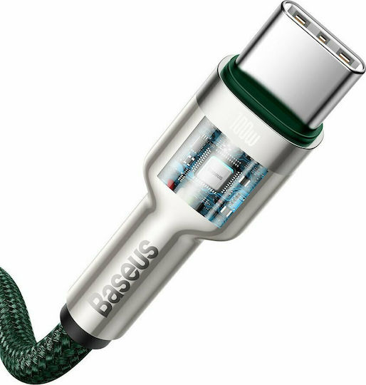 Baseus Cafule Metal Braided USB 2.0 Cable USB-C male - USB-C 100W Green 1m (CATJK-C06)