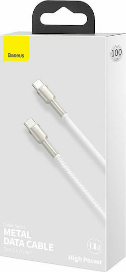 Baseus Cafule Metall Geflochtenes USB 2.0 Kabel USB-C männlich - USB-C 100W PD Weiß 1m CATJK-C02