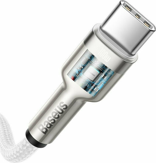 Baseus Cafule Metall Geflochtenes USB 2.0 Kabel USB-C männlich - USB-C 100W PD Weiß 1m CATJK-C02
