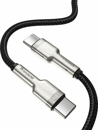 Baseus Cafule Metal Braided USB 2.0 Cable USB-C Male - USB-C 100W PD Black 2m CATJK-D01