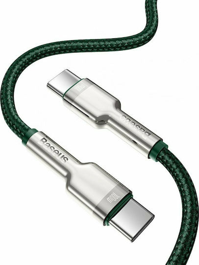 Baseus Cafule Metal Плетен USB 2.0 Кабел USB-C Мъжки - USB-C 100W PD Зелен 2m CATJK-D06