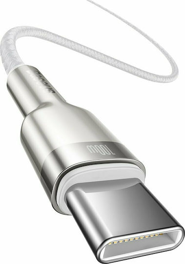 Baseus Cafule Metall Geflochtenes USB 2.0 Kabel USB-C männlich - USB-C 100W PD Weiß 2m CATJK-D02