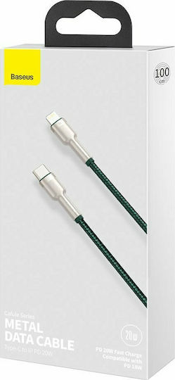 Baseus Cafule Metal Braided USB-C to Lightning Cable 20W Green 1m (CATLJK-A06)