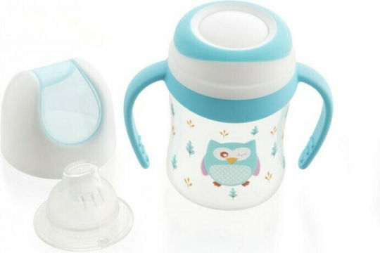 Lulabi Owl Educational Sippy Cup Plastic with Handles Light Blue for 4m+m+ 120ml