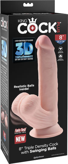 King Cock Triple Density Ρεαλιστικό Dildo με Όρχεις και Βεντούζα Light 20cm