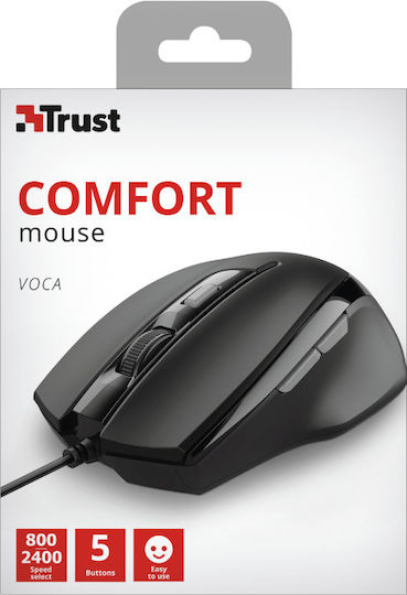 Trust Voca Comfort Wired Mouse Black