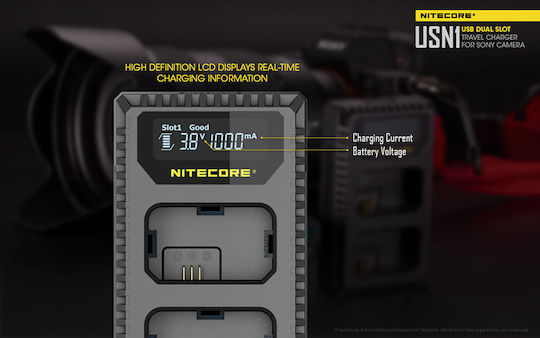 NiteCore Double Battery Charger USN1 Compatible with Sony