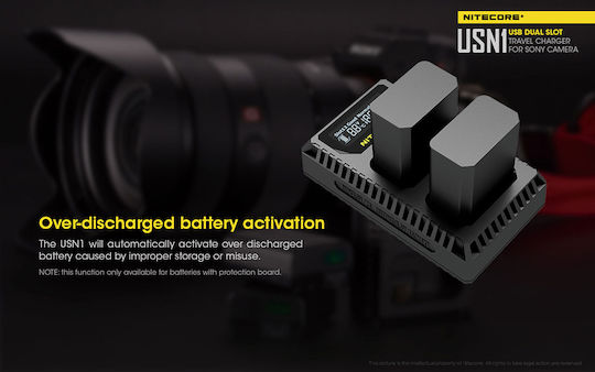 NiteCore Double Battery Charger USN1 Compatible with Sony