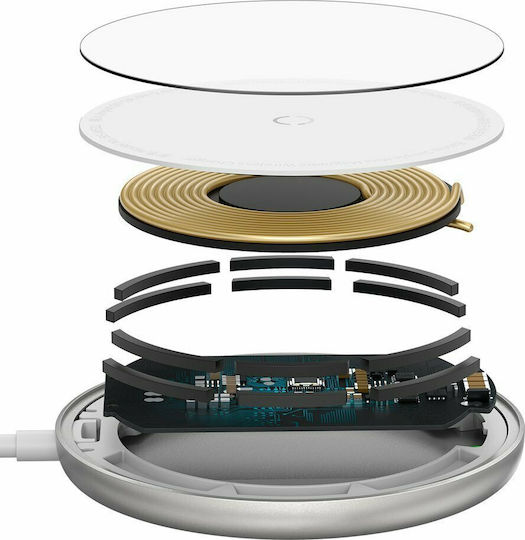Baseus Φορτιστής Magsafe 15W Λευκός (Simple Mini Magnetic)