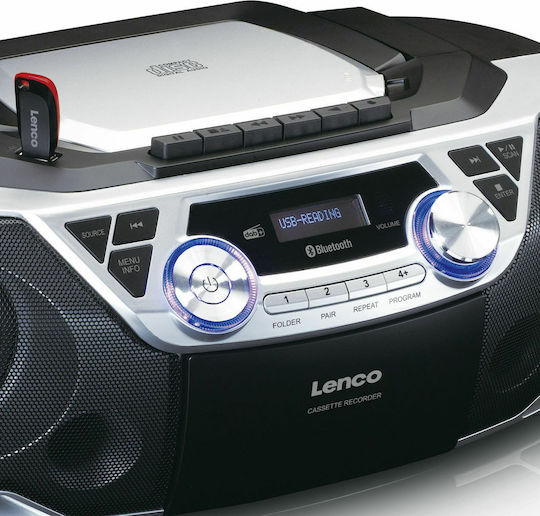 Lenco SCD-720 Φορητό Ηχοσύστημα με CD / USB / Κασετόφωνο / Ραδιόφωνο Ασημί