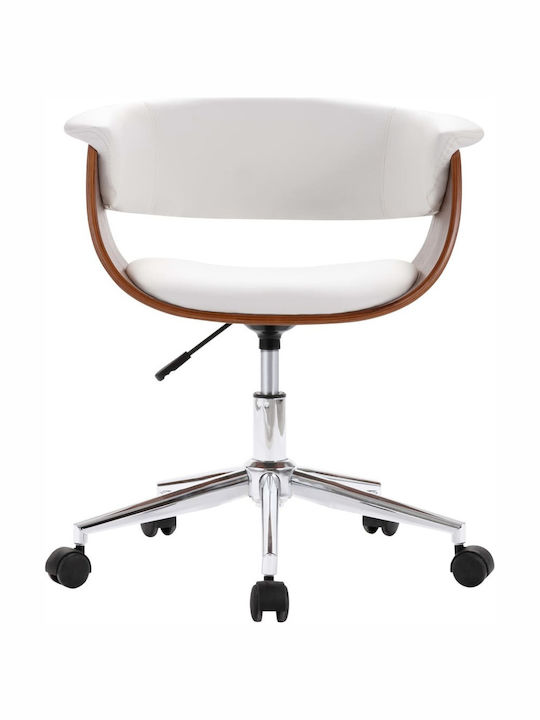 Swivel Visitor Armchair with Wheels Λευκό 59.5x58x66cm