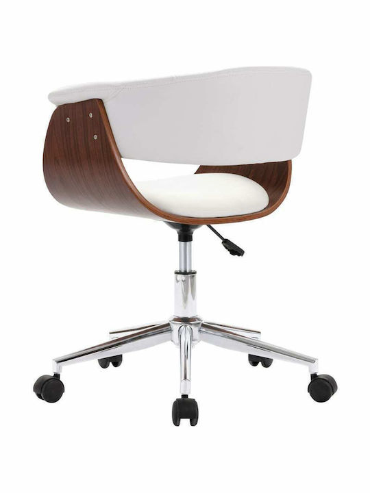 Swivel Visitor Armchair with Wheels Λευκό 59.5x58x66cm