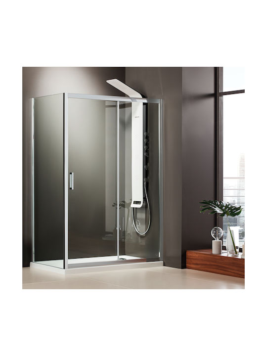 Axis Slider 1+1 SLX160C-100 Shower Screen for Shower with Sliding Door 157-161x185cm Clean Glass Chrome