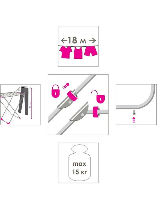 Eurogold Stabilo Metallic Folding Floor Clothes Drying Rack with Hanging Length 18m