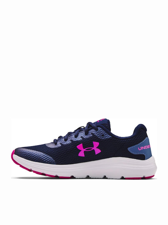 UA GS Surge 2 Kids Sports Shoes Running with Laces Navy Blue