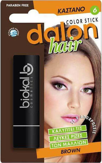 Dalon Color Hair Stick Προσωρινή Βαφή Μαλλιών σε Stick Χωρίς Αμμωνία 6 Καστανό 4.5gr