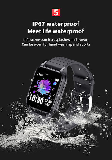 Lemfo T96 Smartwatch με Παλμογράφο (Μαύρο)
