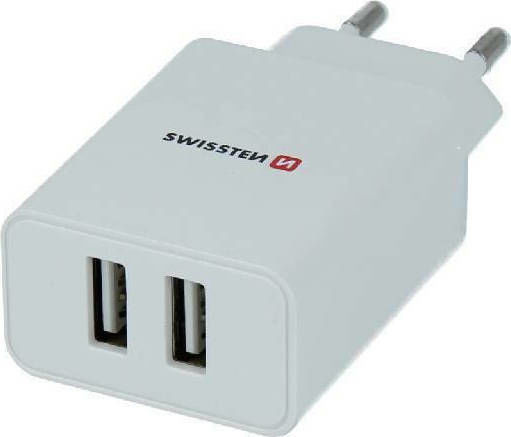 Swissten Ladegerät ohne Kabel mit 2 USB-A Anschlüsse Weißs (22034000)