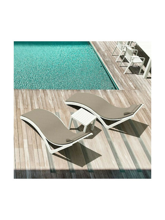 Zita Plus Αδιάβροχο Μαξιλάρι Ξαπλώστρας με Πλάτη Slim Light Brown 204x62εκ.