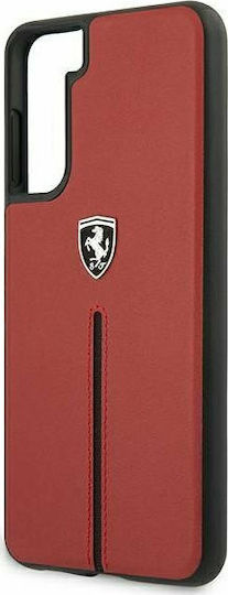 Ferrari Off Track Leather Nylon Stripe Umschlag Rückseite Kunststoff Rot (Galaxy S21 5G)