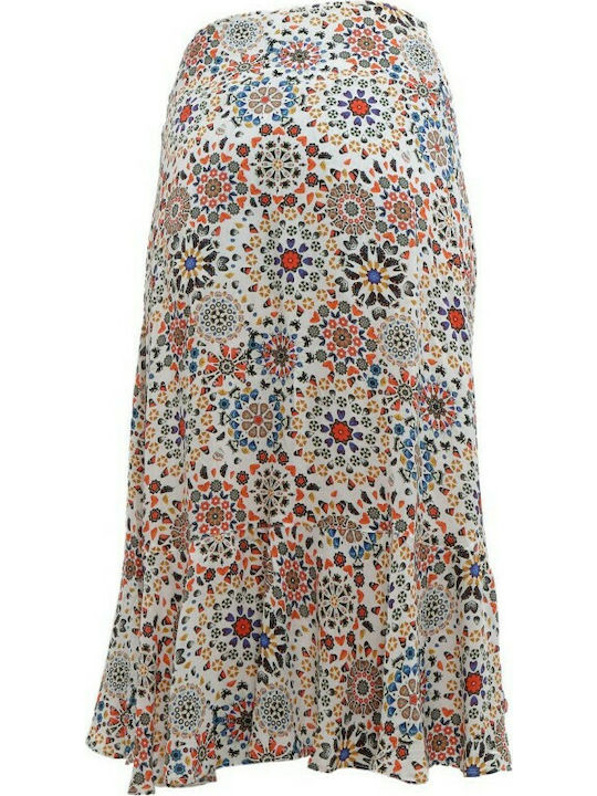 Bora Bora High-waisted Midi Skirt Floral White