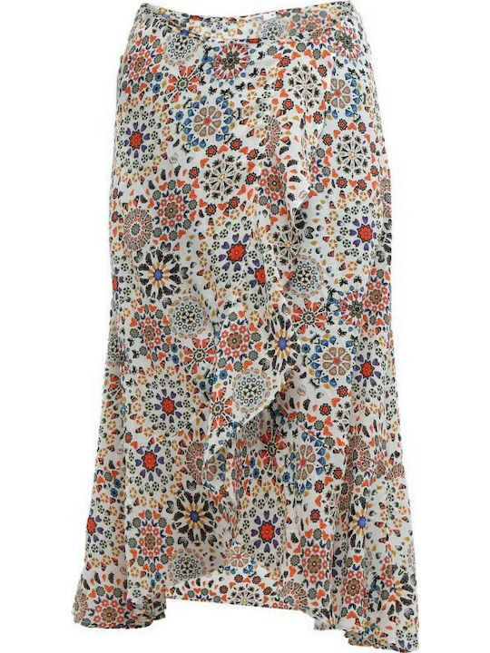 Bora Bora High-waisted Midi Skirt Floral White